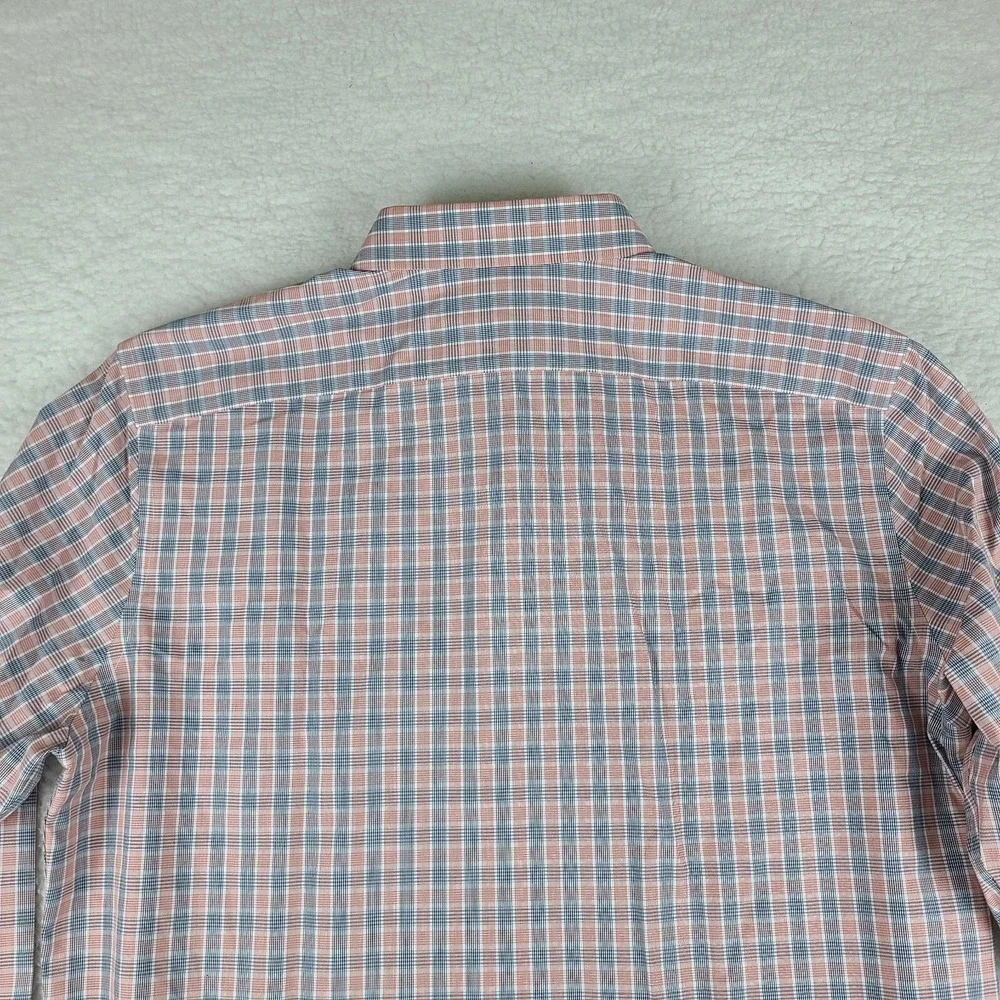 Banana Republic Shirt Mens XL Blue Orange Non‎ Iron Tailored Slim Fit Button Up